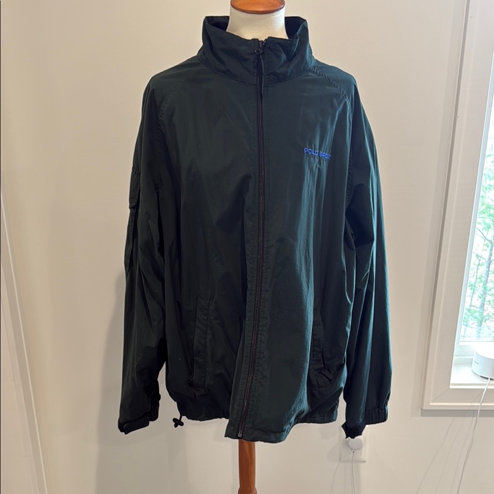 Vtg Polo Sport Ralph Lauren Full Zip Windbreaker GolfJacket Men XXL Forest Green